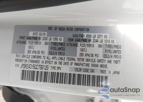 2016 Mazda Cx-5 Grand Touring z USA, uszkodzony, nr VIN JM3KE4DY5G0799129